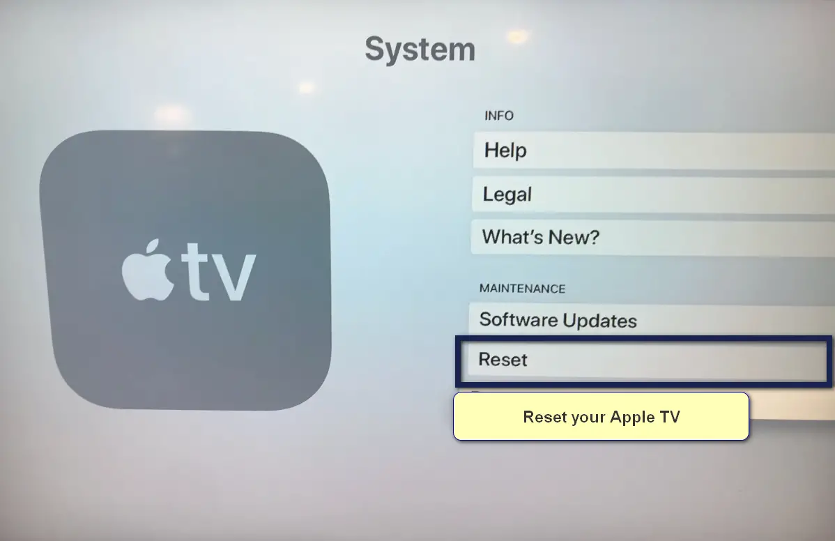 Resetting Apple TV