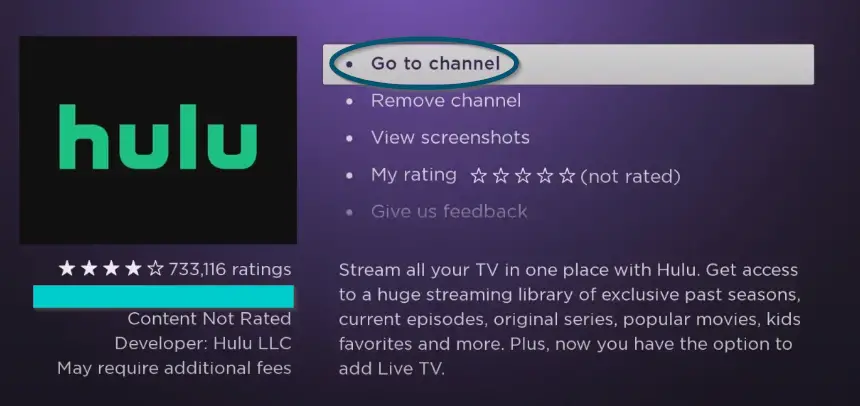 Choosing the ‘Go to channel’ option