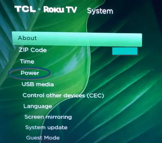 Choosing the ‘Power’ option to solve hulu is not working on roku