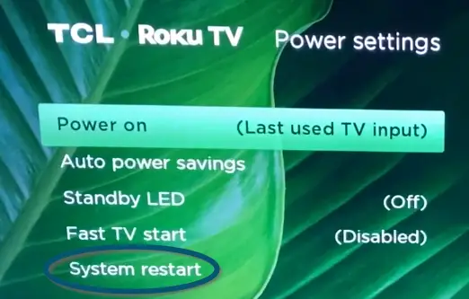 Choosing the ‘System restart’ option to solve hulu is not working on roku
