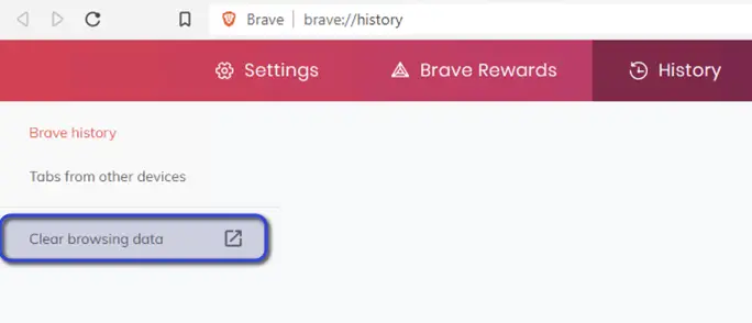 Clear browsing data - Brave