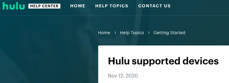 Hulu Supported Device Catalog in Official Hulu Site