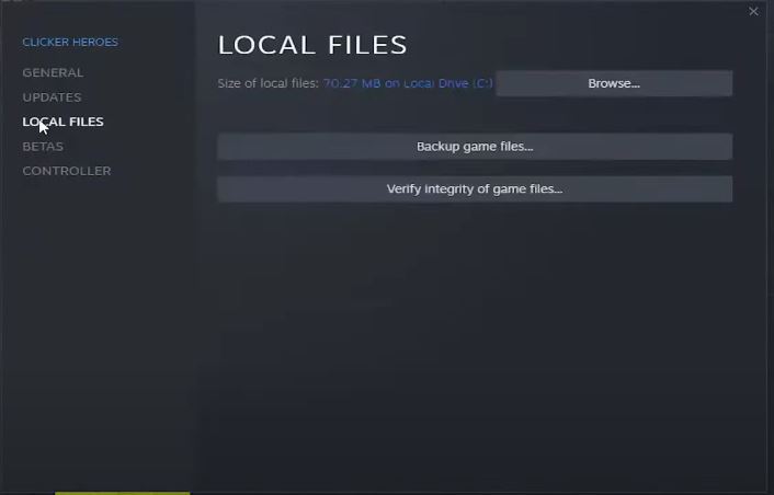 Local Files Option selected