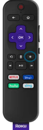 Pressing the ‘Asterisk’ button on Roku remote