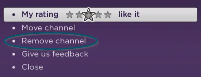 Selecting the ‘Remove Channel’ option