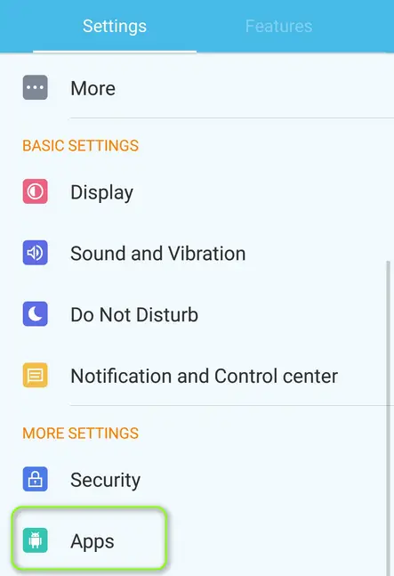 Open Apps in the Android Settings