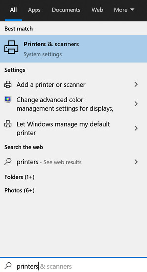 Printer and Scanners - Windows