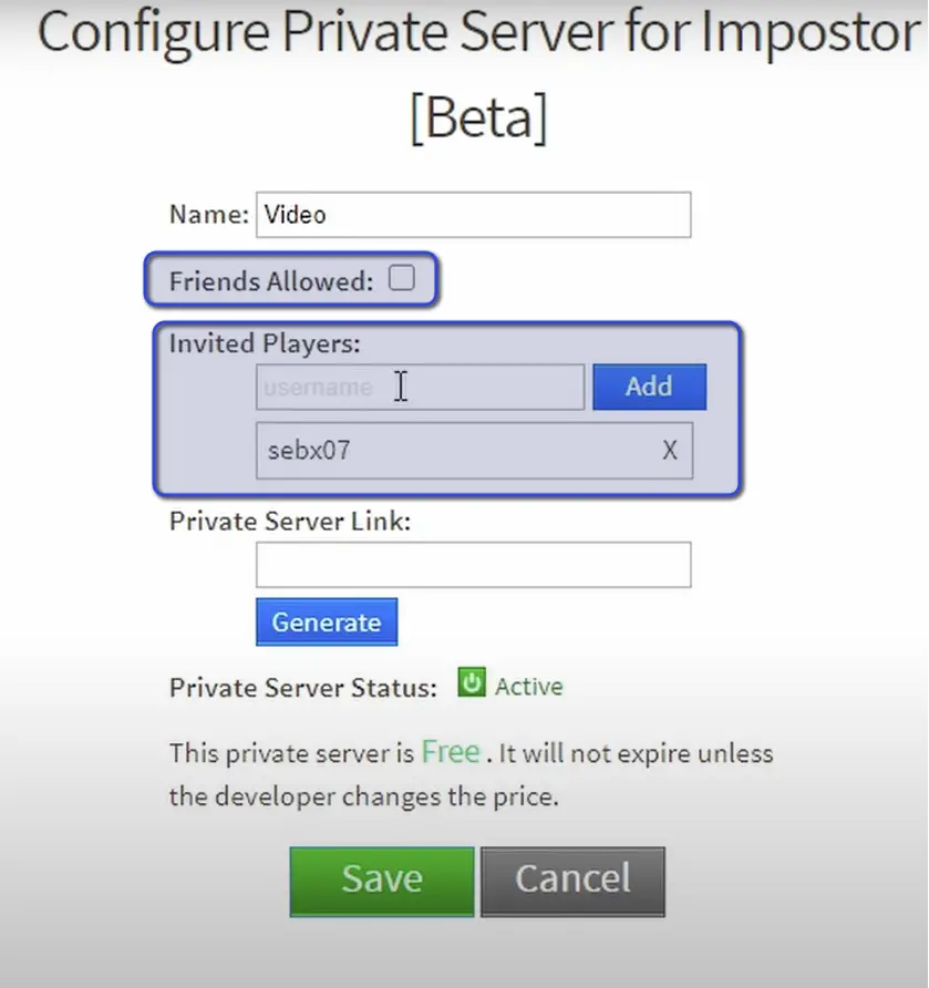Configuring Server settings to allow friends to join - Roblox