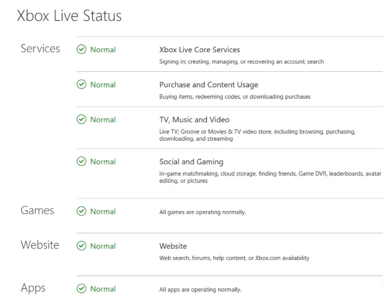 Xbox Live Status for Xbox Error Code 0X97E107DF