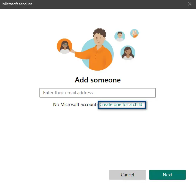 Add a child - Microsoft Accounts
