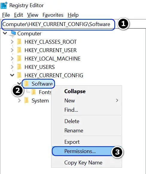 Permissions of Software in HKEY_CURRENT_CONFIG