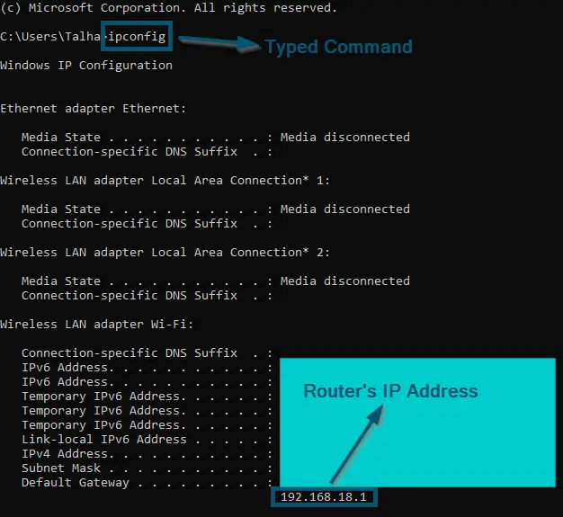 Finding the router's IP address through PC