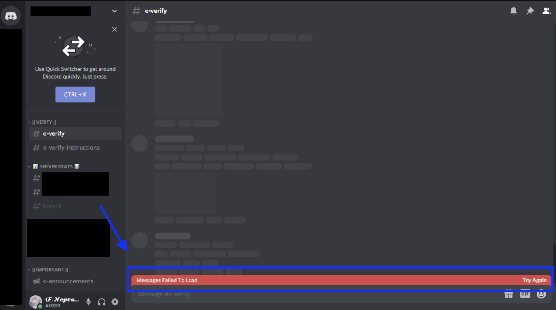 Messages failed to load - Discord