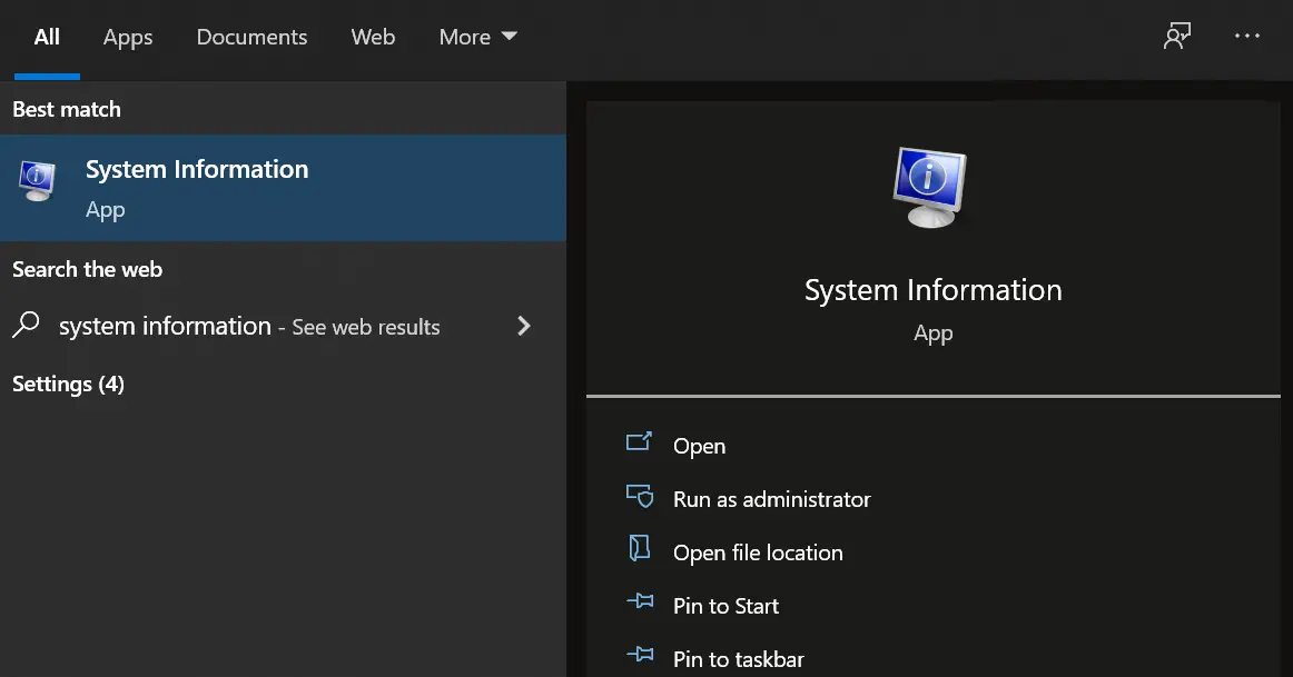 System information - Windows