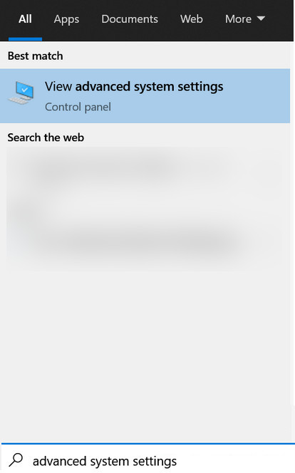 Accessing advanced system settings to remove white line under the taskbar