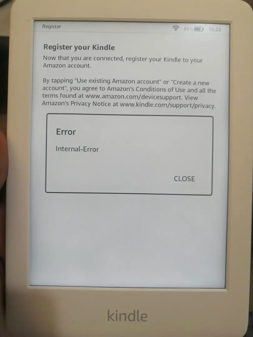 Internal Error in Kindle Reader