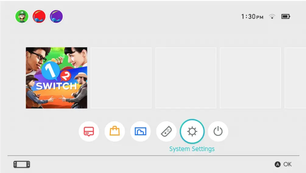 System Settings in Switch