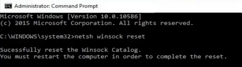 Resetting the Winsock in CMD Prompt