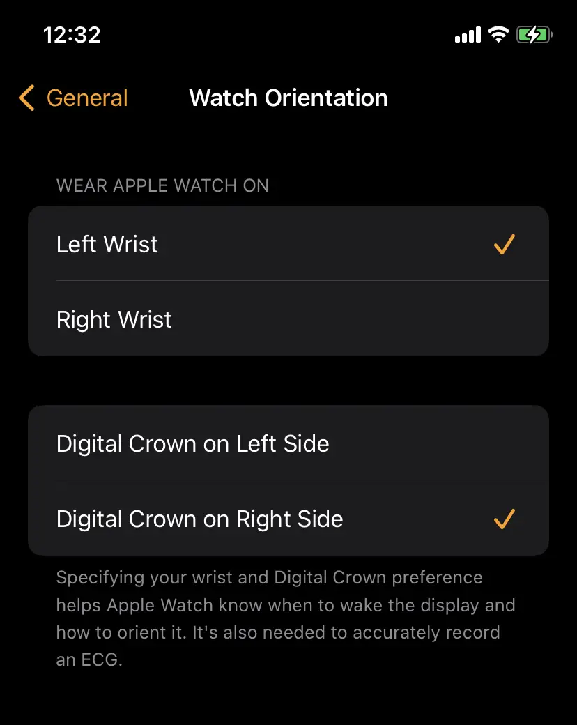 Selecting a different orientation