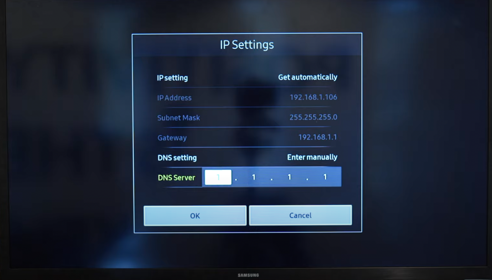 Changing DNS Settings in Samsung TV