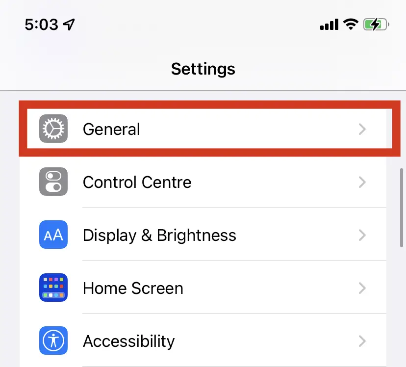 General settings - iPhone