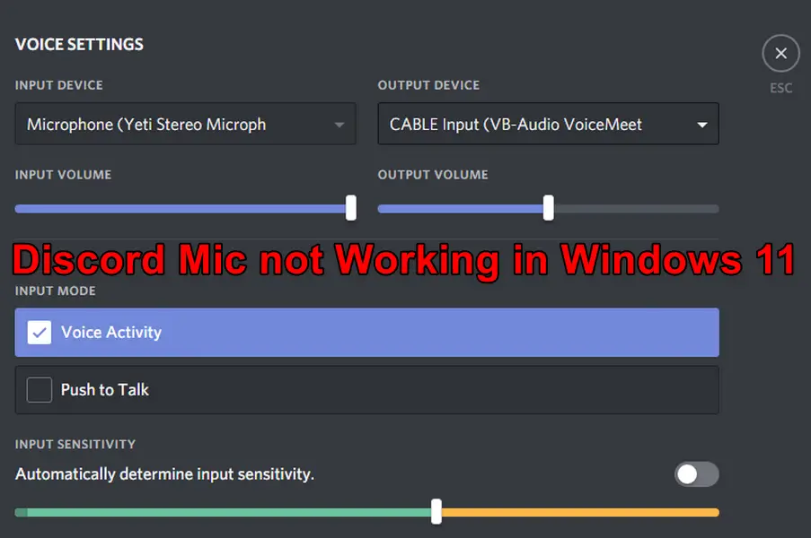 Discord Mic not Working in Windows 11 