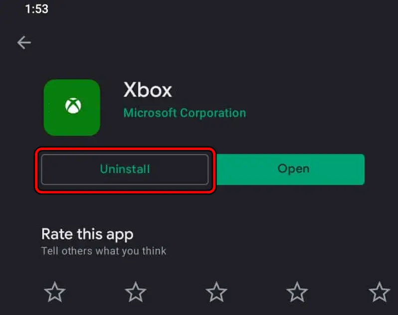 Uninstall the Xbox App on the Android Phone