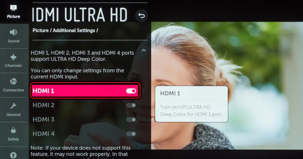 Enable HDMI Ultra HD Color for the Port the Dock is Connected