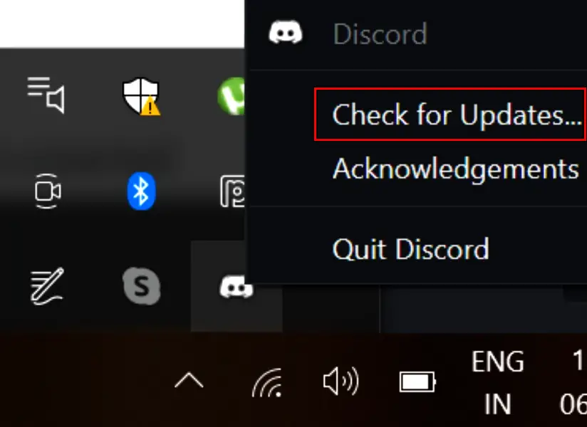 Check for Discord Updates Through the System's Tray