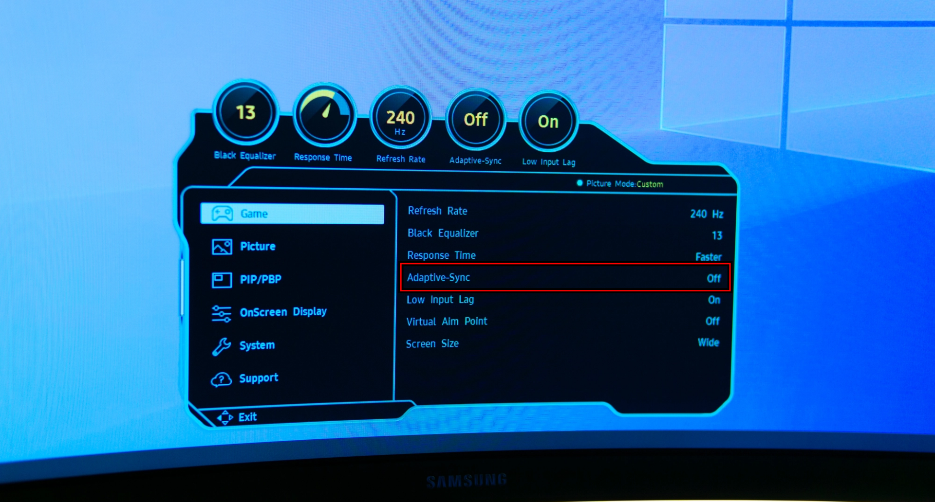 Disable Adaptive Sync on a Samsung Odyssey G7 Monitor