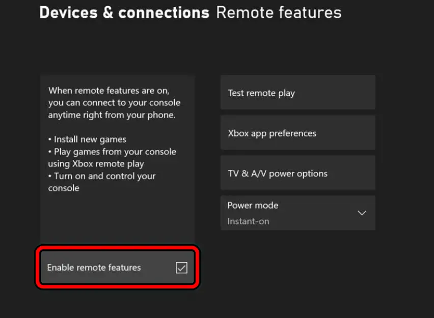 Enable Remote Features of the Xbox
