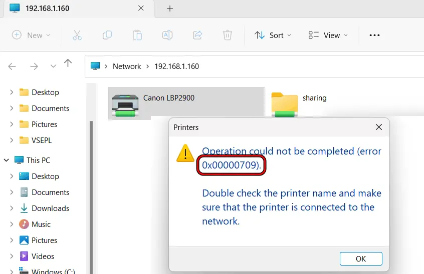  Printer Error 0x00000709 On Windows 11