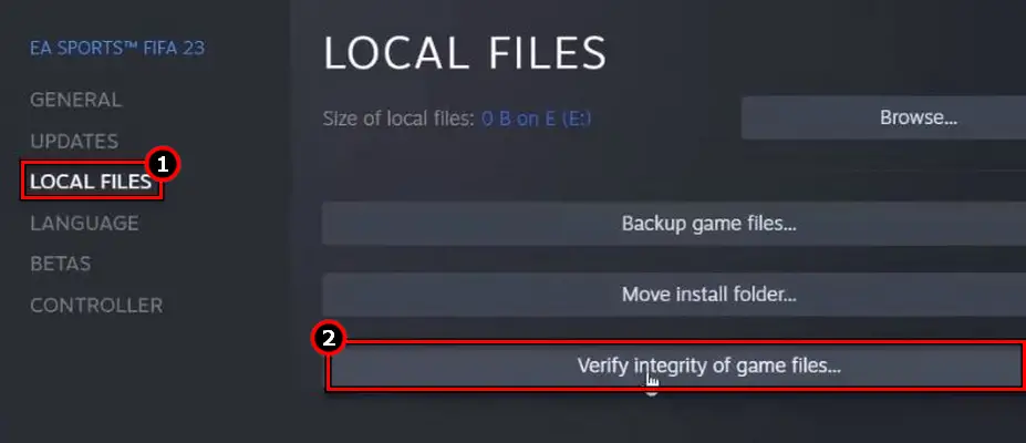 Verify Integrity of Game Files for FIFA 23