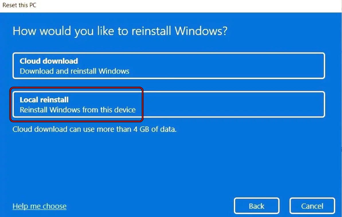 Local Reinstall Windows 11