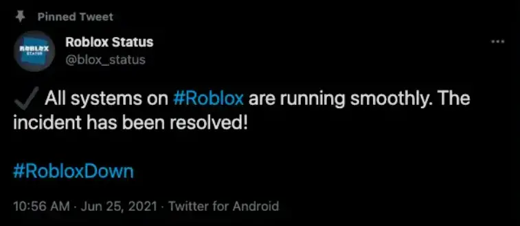 Verifying that a server outage is not the cause for Roblox Error Code 279 