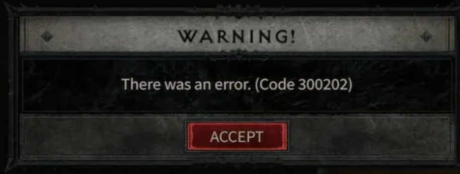 Diablo Error Code 300202 has occurred