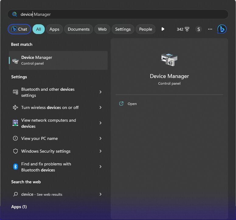 Search for Device Manager on Start menu and open it.