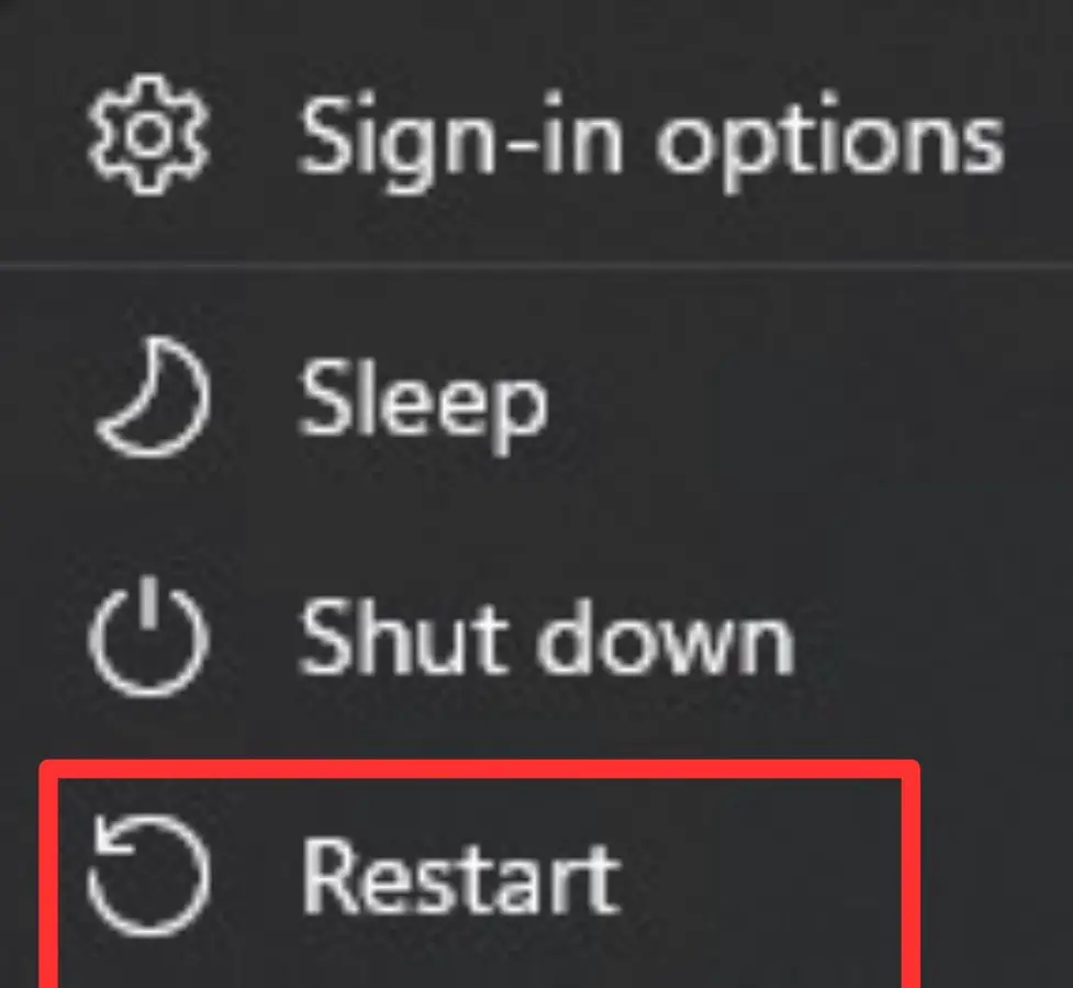 Click on Restart button to restart the computer.