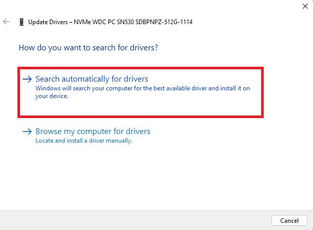 Search automatically for drivers to fix driver power state failure error