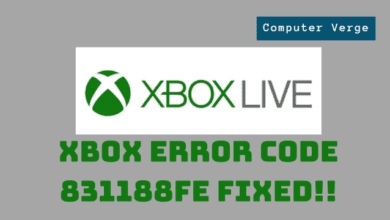 Error page for XBOX Error Code 831188fe