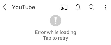 Youtube Error Loading Tap To Retry 