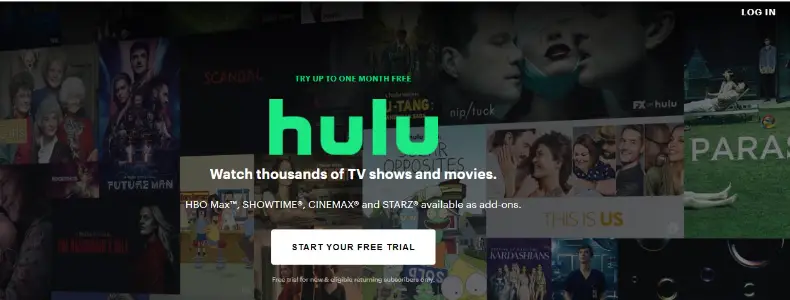 Hulu webpage