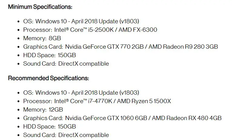 System requirements for RDR2. ERR_GFX_STATE