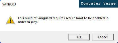Screenshot of the VAN 9003 Error