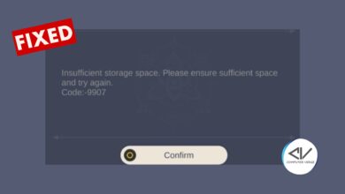 The error code 9907 dialogue box informing the users about a lack of storage space.