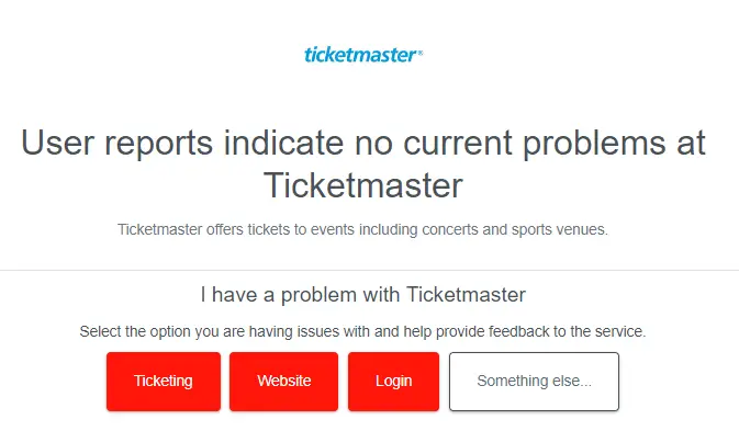 Checking server status of Ticketmaster