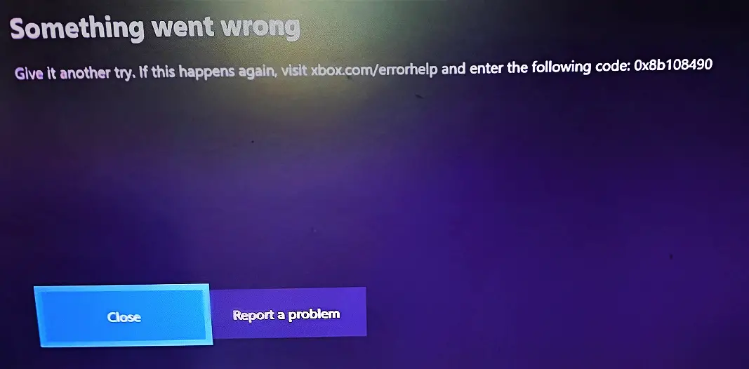 Xbox Error Code 0x8b108490 