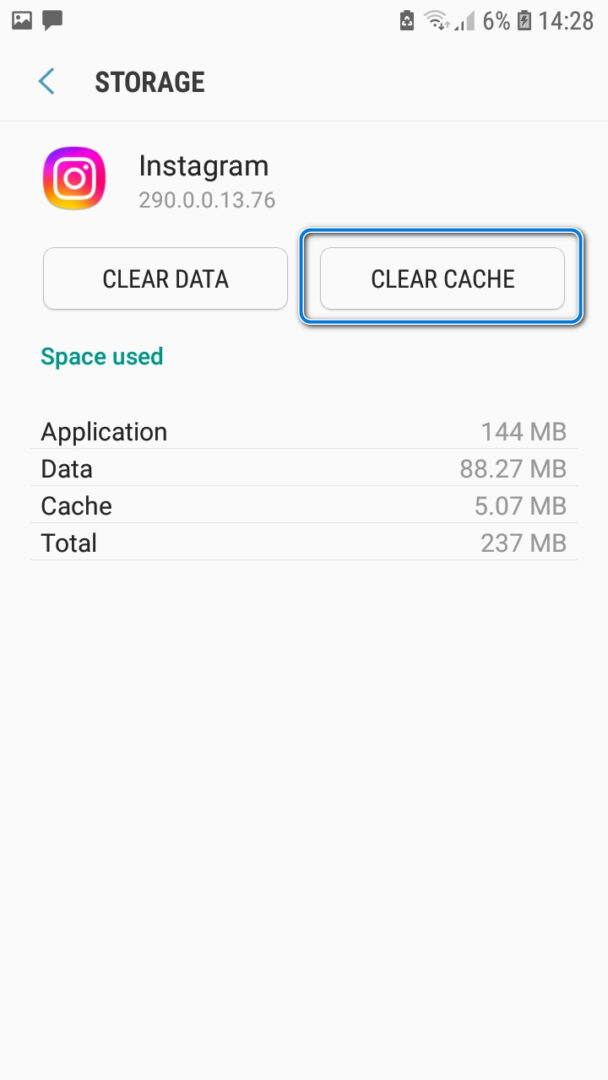 to clear any bugs casuig feedback required insatgram, clear the cache