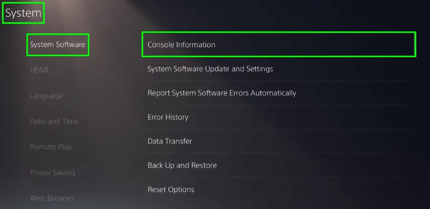 Click console information