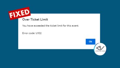 Ticketmaster error code u102 error page